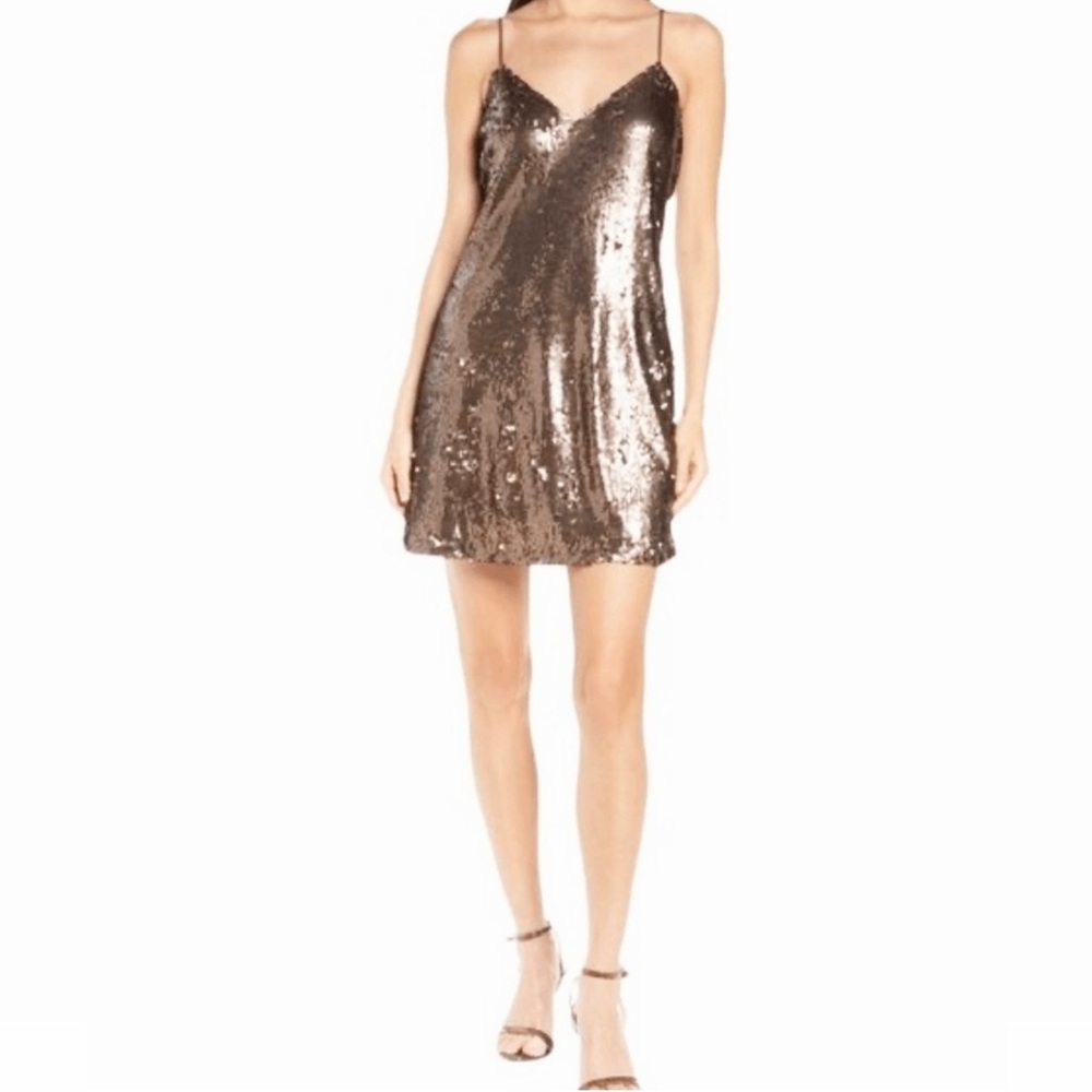NWT Womens L’Agence bronze sequins dress sz 8
